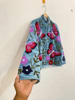 Veste réversible en velours tissé léger et écologique, style bohème, motif papillon, pour l'hiver, par le fabricant Eco-Friendly.