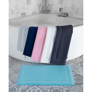 High Absorbent Stylish Textured Woven Design Bath <b>Mat</b> <b>Slip</b> Resistant Backing for Shower and Bathtub Floor Cotton Bathroom Rug - Product Image 3