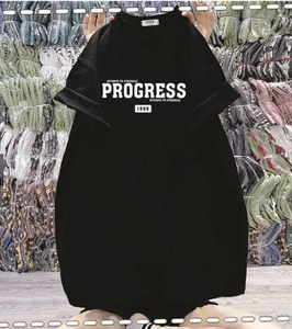 T-shirt en coton oversize pour femme, imprimé lettres, épaules tombantes, style streetwear décontracté, col rond, manches courtes, service OEM - Product Image 2