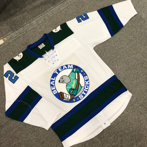 Camiseta de Hockey sobre Hielo para Hombre de los Vancouver Canucks, Apliques de Tela, Blanco, Azul y Verde, Manga Larga, Corte Regular, Ropa Deportiva para Adultos - Product Image 2
