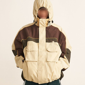Veste de moto camouflage à capuche pour homme, imperméable, coupe-vent, fermeture éclair, décontractée, printemps, poches, coupe ample, taille standard - Product Image 1