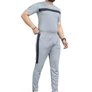 Mens Gray Black Summer Tracksuit Short Sleeve <b>T</b> Shirt Jogger Pants Casual Sportswear Regular Fit - Product Image 1