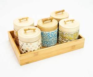 Pot en bambou nacre écologique avec incrustation de perles pour bonbons du Nouvel An, bijoux et décoration – Vietnam par 99 Gold Data - Product Image 4