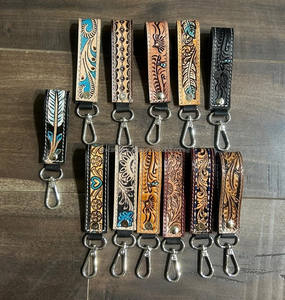 Nouveau fait à la main usiné à la main en cuir poignet porte-clés en cuir de vachette véritable Floral porte-clés en cuir accessoires mignon porte-clés pour les femmes - Product Image 6