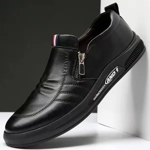 Zapatos de hombre, zapatos informales de cuero blanco, zapatillas de marca de lujo, mocasines cómodos de negocios para hombre, mocasines con cremallera para hombre, Zapatos Hombre - Product Image 2