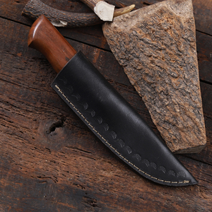 มีดปูคโคเหล็ก 12c27 แบบกำหนดเอง OEM ปลายหยดน้ำ ใบมีดคงที่ ด้ามไม้พะยูง พร้อมปลอกหนัง มีดสำหรับตั้งแคมป์และกิจกรรมกลางแจ้ง - Product Image 6