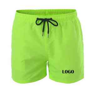 กางเกงขาสั้นผู้ชายดีไซน์ใหม่สำหรับฤดูร้อน มีเชือกผูกเอว สีพื้น สำหรับเล่นกีฬาและออกกำลังกาย รับสกรีนโลโก้ มีกระเป๋าซิป กางเกงวิ่ง - Product Image 2