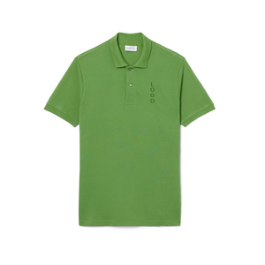 T-shirt décontracté classique pour homme en coton biologique piqué, personnalisable OEM, à manches courtes, avec broderie sur le devant pour le court de tennis - Product Image 1