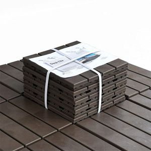 Baldosas de terraza de composite para todo tipo de clima, 12x12 pulgadas, cuadradas entrelazadas, suelo exterior de cuatro listones, baldosas de plástico para patio. - Product Image 2