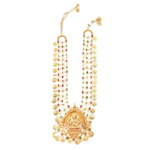 1 Gram Gold Plated Regular Necklace Haram <b>Bridal</b> Wedding <b>Jewelry</b> <b>Set</b> with Coin Pattern Oxidized Polish - Product Image 2