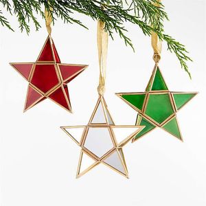 Metal <b>Star</b> Hanging Ornament Handmade Framed Glass Christmas Decoration <b>for</b> <b>Tree</b> Window Home Decor - Product Image 3
