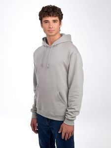 Sudadera con Capucha de Forro Polar Gris para Hombre, Corte Regular, Color Sólido, Informal, con Bolsillos, para Otoño - Product Image 2