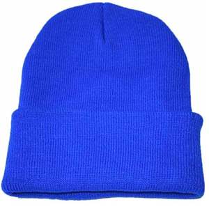 Gorro de Punto Negro Sólido Unisex, Gorro Casual con Borde Plegado para Invierno - Product Image 6