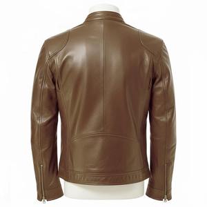 Men's High Quality Genuine Leather <b>Jacket</b> Breathable Quick Dry Stand Collar Full Zip Winter <b>Casual</b> Outerwear - Product Image 2