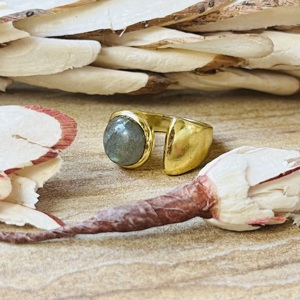 Premium Look Gold Plated Brass Labradorite <b>Ring</b> Modern Style Open Band <b>Statement</b> <b>Ring</b> Wholesale Handmade Fashion <b>Ring</b> For Women - Product Image 5