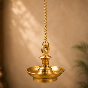Portavelas de Metal con Acabado Dorado, Lámpara de Aceite Colgante con Cadena para Decoración del Hogar, Bodas y Diwali - Product Image 2