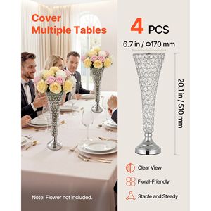 4 Vases Cylindriques en Cristal Faciles à Installer, 20 Pouces de Haut, pour Banquets, Centres de Table de Mariage et Décorations de Table - Product Image 3