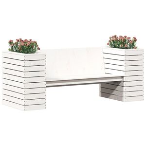 Macetas Medianas de Madera de Pino Sólido Blanco y Banco de Patio, Muebles Elegantes para Exteriores - Product Image 4