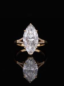 Bague en argent S925 pour femmes, 8x15mm, œil de cheval, diamant blanc, haut de gamme, classique, polyvalente, bijoux de mariage - Product Image 6