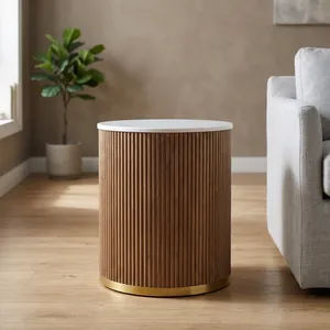 Modern <b>Round</b> <b>Wood</b> <b>Coffee</b> <b>Table</b> with Easy to Clean Minimalist Design Living Room Furniture - Product Image 2