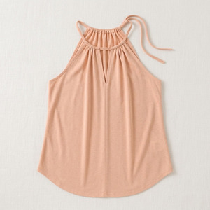 Camiseta sin mangas rosa personalizada de fábrica directa, top halter con abertura, camisola fluida, blusa holgada de verano para mujer, ropa casual de boutique. - Product Image 3