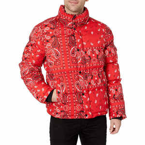 Printing Full Print Stand Collar White Duck <b>Down</b> Thick Warm Couple Coat Winter Jacket - Product Image 2