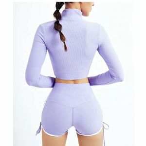 Vente en gros de vêtements de fitness pour la gym Ensembles pour femmes 3 pièces Vestes de yoga Leggings d'entraînement pour femmes - Product Image 4