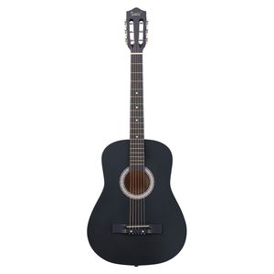 Chitarra Acustica Rotonda Nera Opaca da 38 Pollici con Plettri, Corde, Capotasto, Custodia, Accordatore e Tracolla per Principianti - Product Image 1