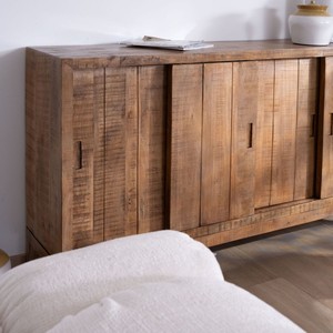 Vandana Amber Order 4-door sliding <b>sideboard</b> in solid mango wood, ethnic chic style - Product Image 4