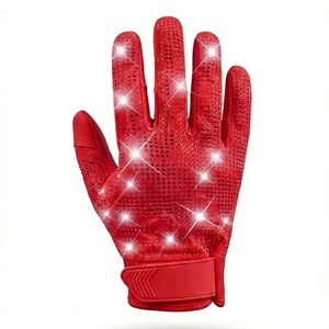 Gants de football américain personnalisés avec logo imprimé, poignées adhésives, plus de 1000 strass, fermeture Velcro, sangle réglable – Vente en gros - Product Image 1