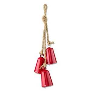 กระดิ่งคริสต์มาสโลหะสีแดง ของตกแต่งแขวน งานฝีมือแบบดั้งเดิม - Product Image 1