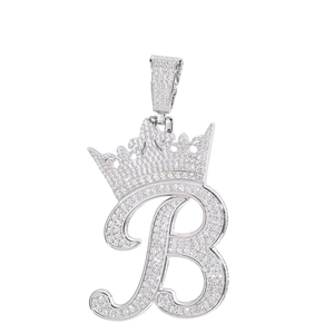 Luxury Royal Crown Letter B <b>Pendant</b> Iced Out VVS Moissanite <b>Initial</b> Necklace Manufacturer Fine Jewelry <b>Pendants</b> & Charms - Product Image 2