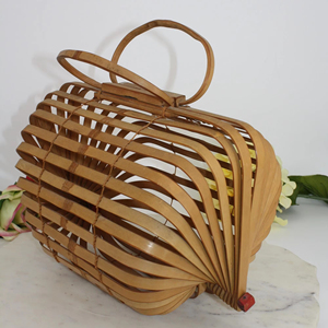 Factory Direct <b>Bamboo</b> <b>Straw</b> Handbag Woven Beach Bag Foldable Birdcage Design Portable Women Bag Supplier - Product Image 1