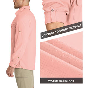 เสื้อเชิ้ตเดินป่าผู้ชาย โพลีเอสเตอร์ 100% คุณภาพสูง สตรีทแวร์ ทรงเข้ารูป แขนยาว ผ้าหนา กันยับอย่างดี เสื้อเชิ้ตผู้ชายสีพื้น - Product Image 6