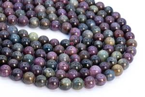 Cuentas de piedras preciosas de rubí y zafiro naturales auténticas, multicolor, redondas, sueltas, para la fabricación de joyas, pulseras y collares. - Product Image 2