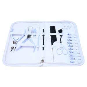 Kit d'outils pour extensions de cheveux blancs avec pince à sertir les perles, pince de retrait de microlink et peigne à queue de rat en acier inoxydable - Product Image 1