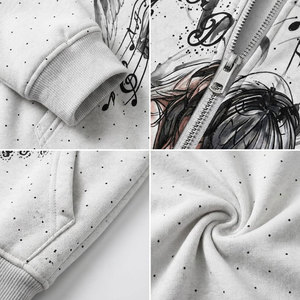 Sweat-shirt à capuche zippé pour femme avec imprimé personnalisé, capuche en fausse fourrure, veste d'hiver décontractée, tricot en polyester, manches longues - Product Image 6