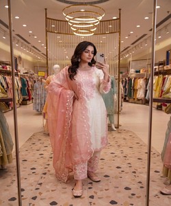 Conjunto de Kurti, pantalón y dupatta de diseñador para mujer, de la mejor calidad, ropa étnica tradicional, calidad de exportación, colección boutique, rosa bebé 85117 - Product Image 2