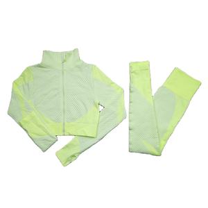 เสื้อชั้นในเล่นกีฬาแบบครอปท็อปผู้หญิง,ชุดโยคะไร้ตะเข็บ3ชิ้นยืดได้ - Product Image 5