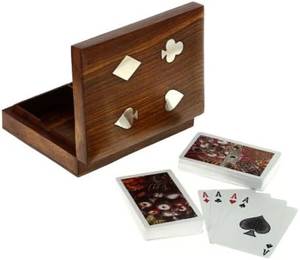 Boîte à cartes en bois moderne et durable R HANDICRAFT avec emblème pique doré, faite à la main, de luxe, pour rangement de cartes à jouer, ensemble cadeau décoratif - Product Image 4