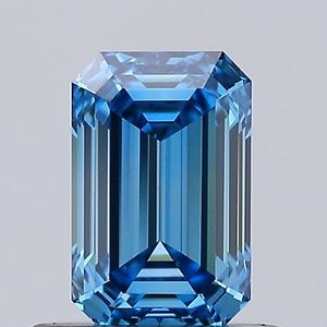 Diamant de laboratoire taille émeraude 0,56 carat, bleu vif fantaisie VVS2, certifié IGI, diamant CVD en vrac pour la fabrication de bijoux - Product Image 1
