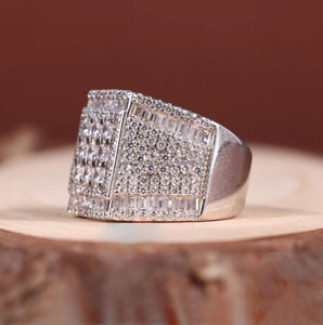 Iced Mens Moissanite <b>Ring</b> Hip Hop Bling <b>Ring</b> Square Baguette Cluster <b>Ring</b> Luxury <b>Statement</b> <b>Ring</b> Men Pave Iced <b>Ring</b> 925 Sterling - Product Image 5