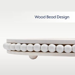 Bandeja Redonda Decorativa de Madera Blanca con Borde de Cuentas y Borde Elevado, Estilo Rústico para Centro de Mesa o Mesa de Café - Product Image 3