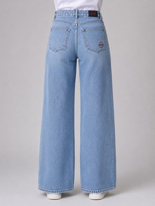 Pantalon en jean ample décontracté pour femme, taille haute, délavé vintage, coupe large, style urbain, tendance - Product Image 5