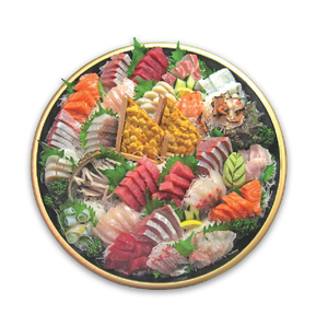 Plateau de service rond en PET à 6 compartiments avec bordure dorée noire, procédé de thermoformage, pour usage domestique et présentation alimentaire - Product Image 3