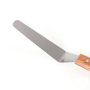 Spatule mini offset en acier inoxydable de qualité alimentaire 22 cm, manche en bois naturel, lame flexible de 0,5 mm, outil de sécurité alimentaire résistant à la rouille - Product Image 3