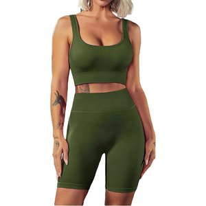 Nouveauté : Ensemble de sport pour femmes, deux pièces, coupe ajustée, soutien-gorge de sport avec short sans couture, vêtements de sport actifs, ensembles de yoga - Product Image 3
