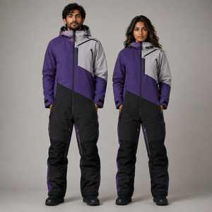 Custom Unisex Color Block Ski Suit Insulated Waterproof Snow Jacket and Pants Wholesale Sportswear Manufacturer Supplier - Product Image 4