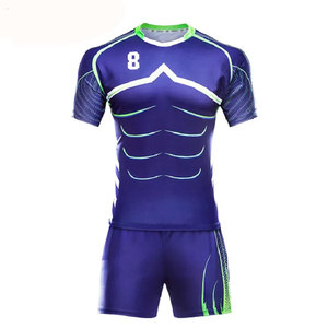 Ensemble de maillot de football pour homme, violet et vert, manches courtes, impression sublimée, tissu respirant, coupe ajustée, vêtements de sport pour toutes les saisons, uniforme sportif pour adulte - Product Image 1
