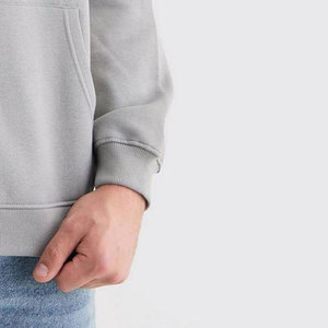 Sweat-shirt à capuche unisexe gris, coupe ample, en molleton, fermeture éclair, décontracté, uni, pour l'automne, 100% coton, Econex Sports - Product Image 4